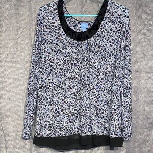 Simply Vera Vera Wang Black and Blue Patterned Blouse